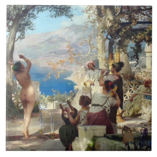 Mooie vrouw dansen onder dolken tegeltje (Voorkant)