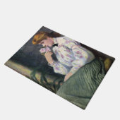 Mooie vrouw die bloemen geur ruikt (Reverie) Deurmat (Schuin)