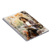 Mooie vrouw die een boek leest op Park Waterverf Notitieboek (Rechterzijde)