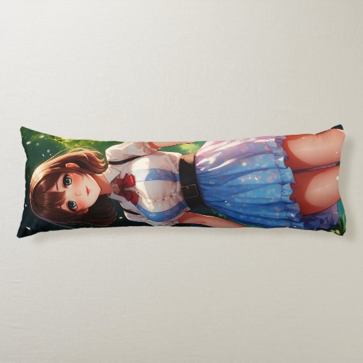 Mooie vrouw die in een snoepjes bos loopt lichaamskussen (Voorkant)