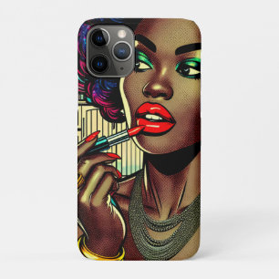 Mooie vrouw die lippenstift aanbrengt Case-Mate iPhone case