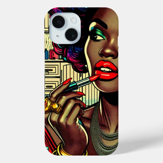 Mooie vrouw die lippenstift aanbrengt Case-Mate iPhone case (Achterkant)