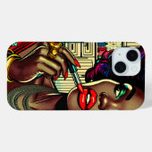 Mooie vrouw die lippenstift aanbrengt Case-Mate iPhone case (Achterkant (horizontaal))
