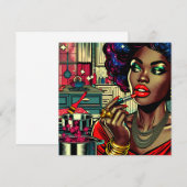 Mooie vrouw die lippenstift aandoet (Voorkant / Achterkant)