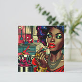 Mooie vrouw die lippenstift aandoet (Staand voorkant)