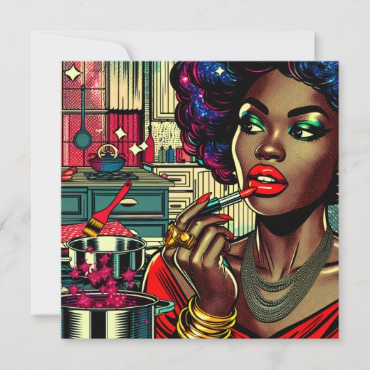 Mooie vrouw die lippenstift aandoet (Voorkant)