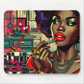 Mooie vrouw die lippenstift aandoet muismat (Voorkant)