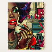 Mooie vrouw die lippenstift aantrekken gepersonali planner (Achterkant)