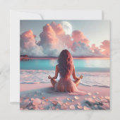 Mooie vrouw die mediteert op stranddeken kaart (Voorkant)