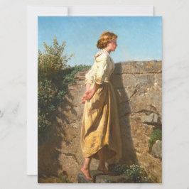 Mooie vrouw die over de muur kijkt () kaart