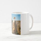 Mooie vrouw die over de muur kijkt () koffiemok (Voorkant rechts)