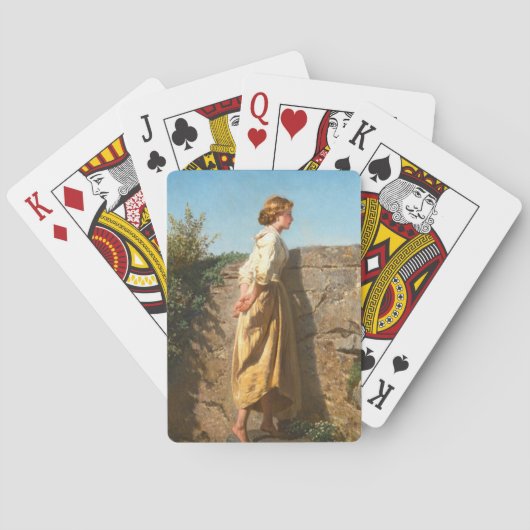 Mooie vrouw die over de muur kijkt () pokerkaarten (Achterkant)