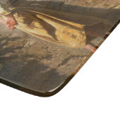 Mooie vrouw die over de muur kijkt () snijplank (Hoek)