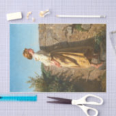 Mooie vrouw die over de muur kijkt () tissuepapier (Craft)