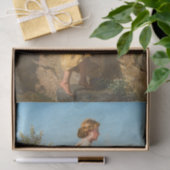 Mooie vrouw die over de muur kijkt () tissuepapier (Geschenk)