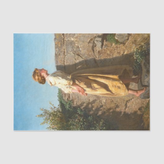 Mooie vrouw die over de muur kijkt () tissuepapier (Voorkant)