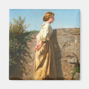 Mooie vrouw die over de muur kijkt (Vintage) Magneet