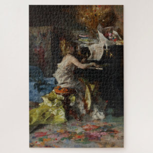 Mooie vrouw die piano speelt (door Boldini) Legpuzzel