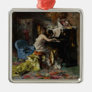 Mooie vrouw die piano speelt (van Boldini) Metalen Ornament