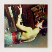 Mooie vrouw die pianoschilder speelt legpuzzel (Horizontaal)