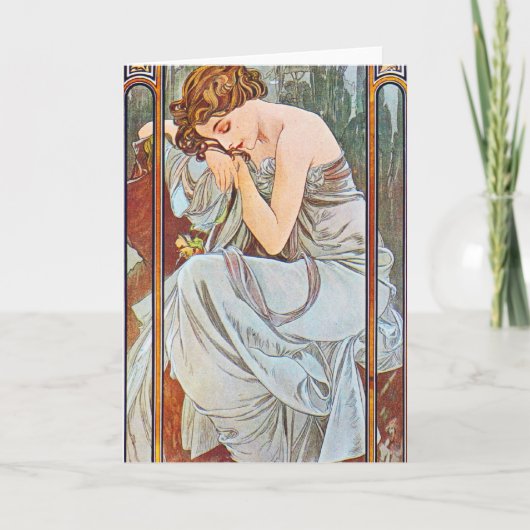 Mooie vrouw die slapend is kaart (Voorkant)