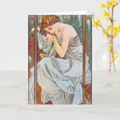 Mooie vrouw die slapend is kaart (Gele Bloem)