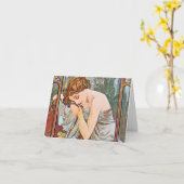 Mooie vrouw die slapend is kaart (Gele Bloem)