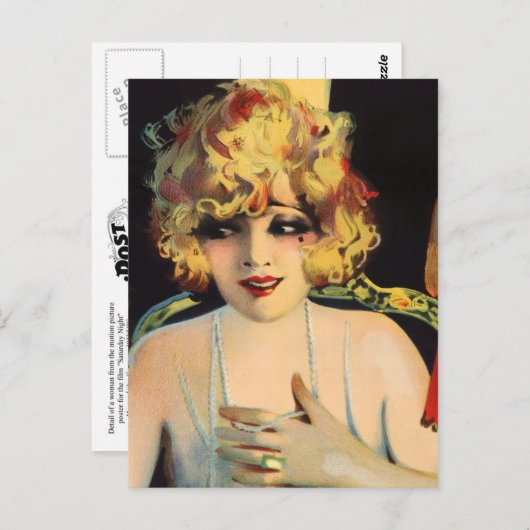 Mooie vrouw die speelt met parels briefkaart (Voorkant / Achterkant)