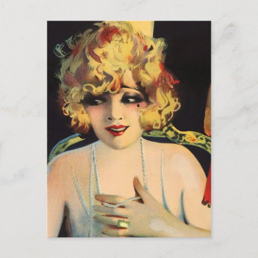 Mooie vrouw die speelt met parels briefkaart (Voorkant)