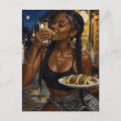 Mooie vrouw die taco's eet briefkaart (Voorkant)