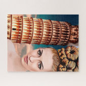 Mooie vrouw die tower leunt van pisa abstracte kun legpuzzel (Horizontaal)