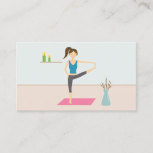 Mooie vrouw die yoga beoefent in een stijlvolle ka visitekaartje