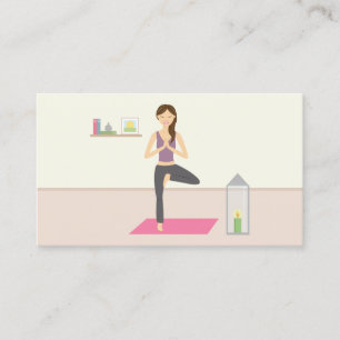 Mooie vrouw die yoga doet in een gedecoreerde kame visitekaartje