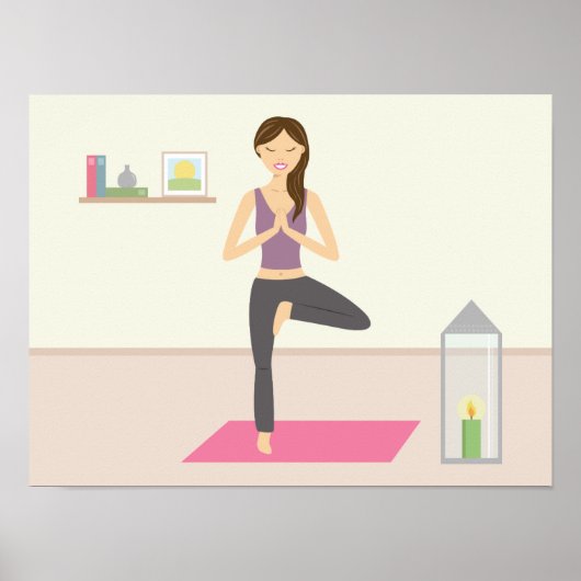 Mooie vrouw die Yoga doet in een gedecormeerde kam Poster (Voorkant)