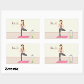 Mooie vrouw die Yoga doet in een gedecormeerde kam Rechthoekige Sticker (Vel)