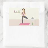 Mooie vrouw die Yoga doet in een gedecormeerde kam Rechthoekige Sticker (Tas)