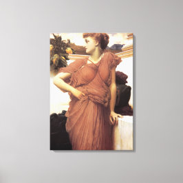 Mooie vrouw door een fontein (Frederic Leighton) Canvas Afdruk