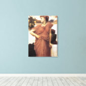 Mooie vrouw door een fontein (Frederic Leighton) Canvas Afdruk (Insitu (Houten vloer))