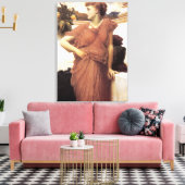 Mooie vrouw door een fontein (Frederic Leighton) Canvas Afdruk (Insitu (Woonkamer))