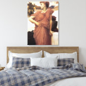 Mooie vrouw door een fontein (Frederic Leighton) Canvas Afdruk (Insitu (Slaapkamer))