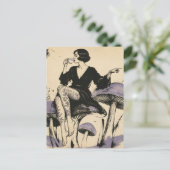 Mooie vrouw drinkt thee briefkaart (Staand voorkant)