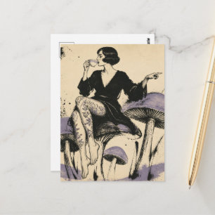 Mooie vrouw drinkt thee briefkaart