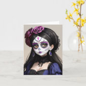 Mooie vrouw - el Día de los Muertos Kaart (Gele Bloem)