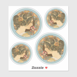 Mooie vrouw Elegant haar CC1157 Art Nouveau Sticker