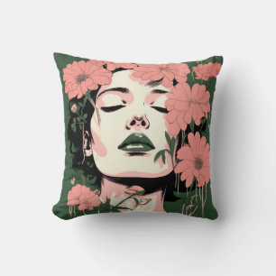 Mooie vrouw en bloemen kussen
