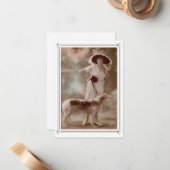 mooie vrouw en hond notitiekaartje (Voorkant / Achterkant in situ)