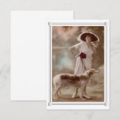 mooie vrouw en hond notitiekaartje (Voorkant / Achterkant)