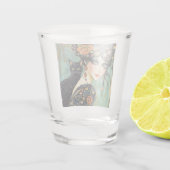 Mooie vrouw en kat geschoten glas (Achterkant)