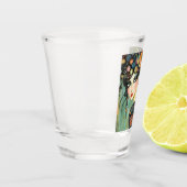 Mooie vrouw en kat geschoten glas (Links)