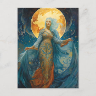 Mooie vrouw en Moon Fantasy Art Briefkaart